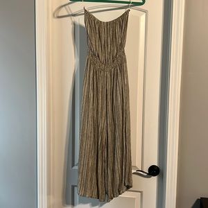 Strapless capri length jumpsuit